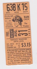 8/31/73 1973 Cubs at Pirates ticket stub Dave Parker 1st career stolen base SB