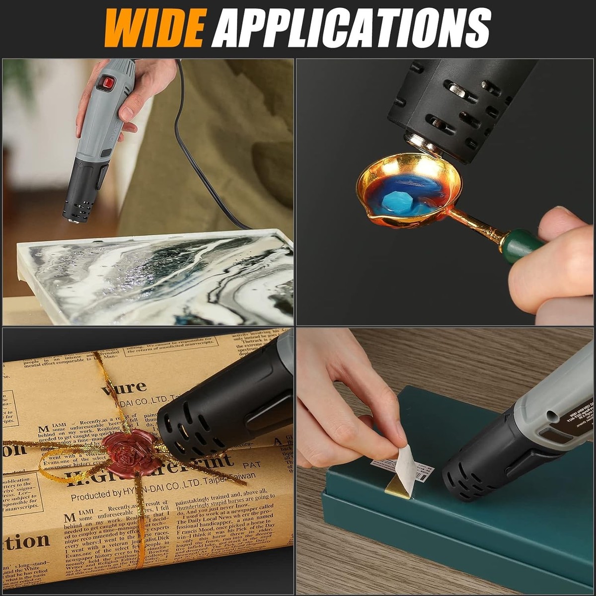 DIAFIELD Mini Heat Gun – 2 Temp Settings 302°F-842°F With Reflector Nozzle, Overload Protection, 5.9ft Cable