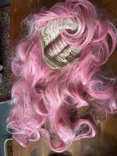 Lolita Style Cosplay Wig, Pink/Blonde And 2 Pink/Blue Clip In Extensions 