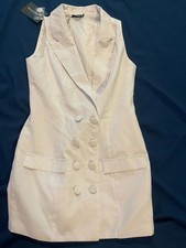 White Dress NWT Pretty Little Things Size 6 Collared Double Breast