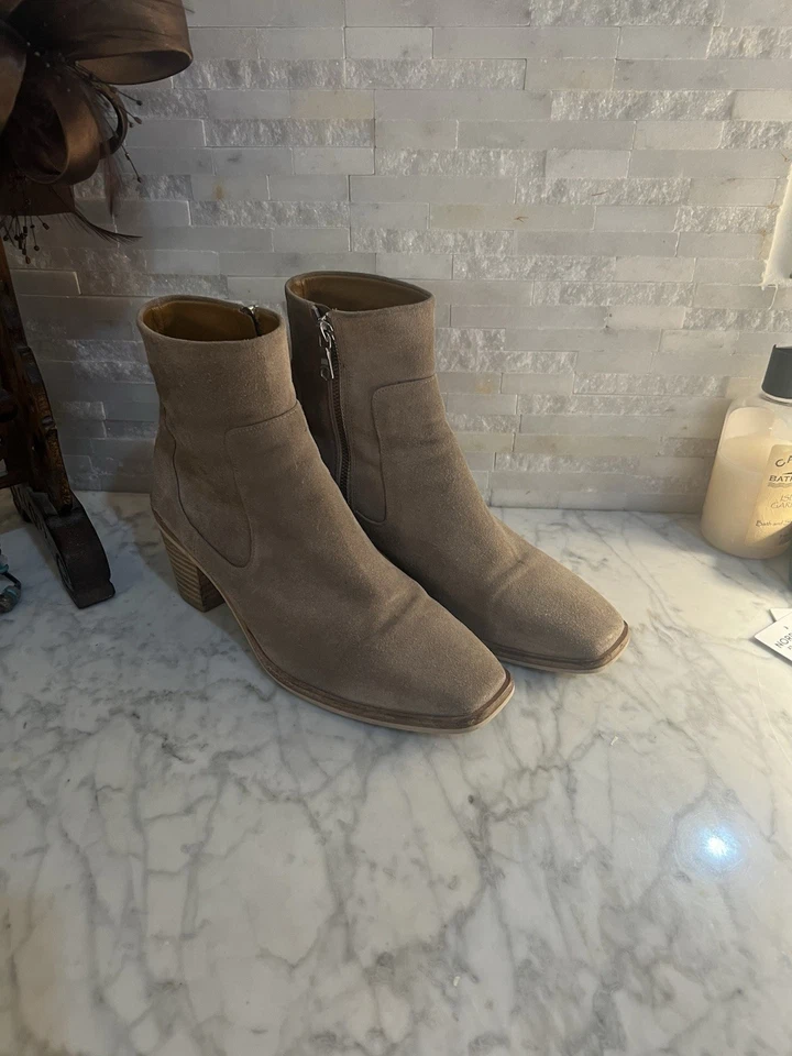 Botines elegantes de gamuza visón trapo y hueso minimalista 6,5 altura perfecta Foto 3 de 4