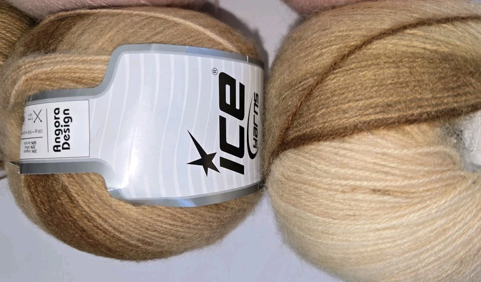 Lot New Ice Yarn Mixed Lot Angora Solid & Angora Design 10 Skeins 100gr Ea Sport - Image 2 of 4