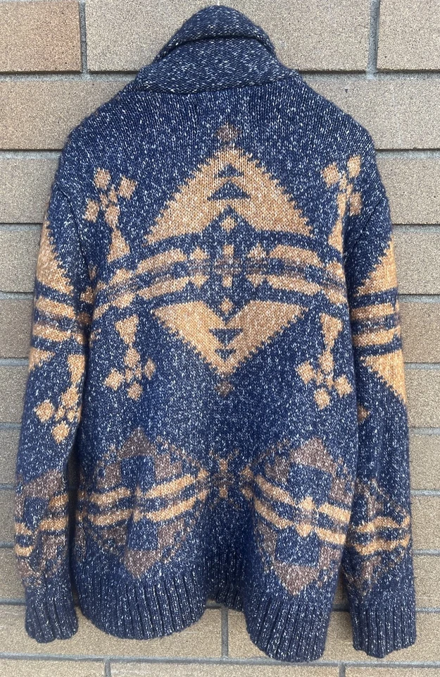 Schott Bros NYC Prescott Southwestern Wool Yak Blend Shawl Cardigan Sweater Sz L - Image 3 of 4