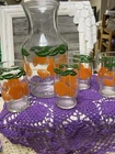 Vintage Anchor Hocking Orange Juice Carafe Pitcher With 4 Juice Glasses