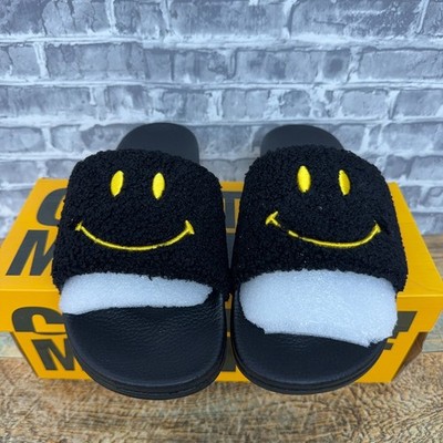 Chinatown Market CTM Smiley Black Yellow Slides CTMS-250032 Mens Size 12 New