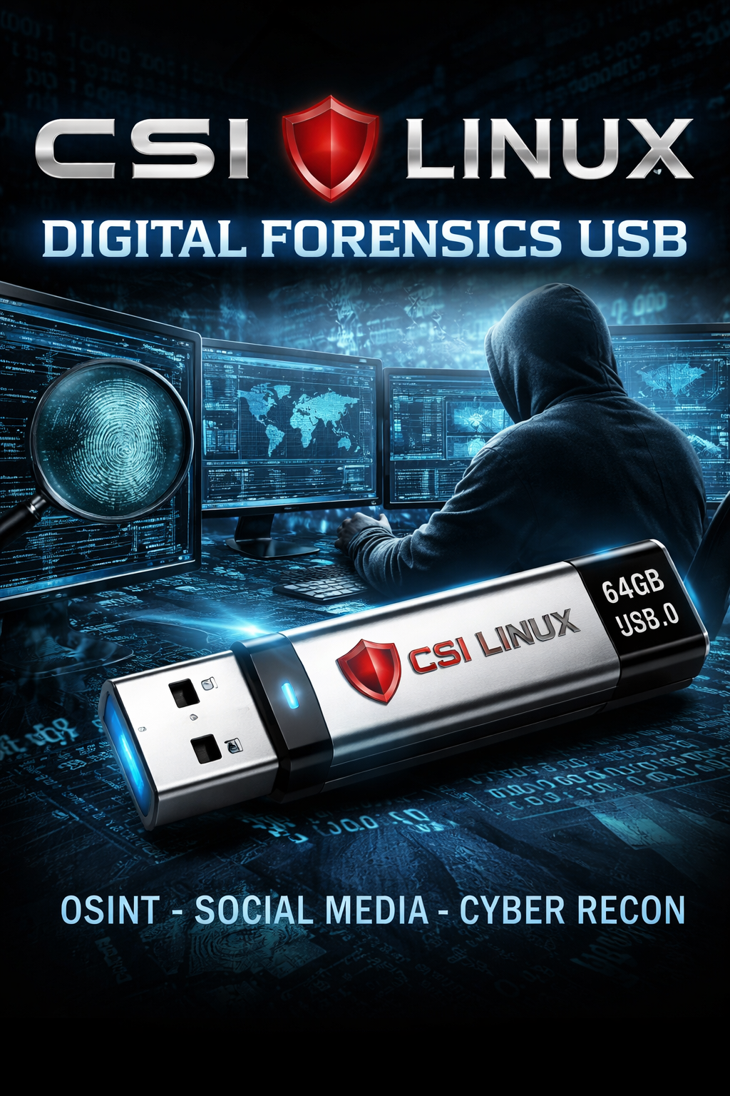 CSI Linux Digital Forensics USB 64GB | OSINT, Cyber Recon ...