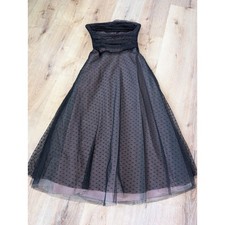 2000's BCBGMAXAZRIA Womens 6 Strapless Midi Prom Dress Black Tulle Whimsy goth