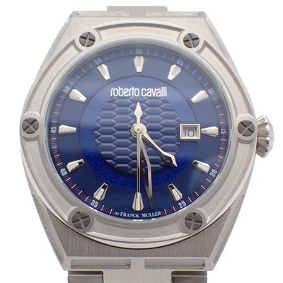 Roberto Cavalli Quarz Herrenuhr blaues Zifferblatt 10ATM wasserdicht aus Japan