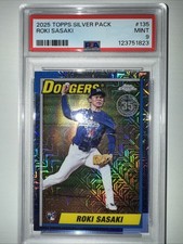 Topps 2025 Roki Sasaki #T90C135 Silver Pack Rookie Dodgers PSA 9