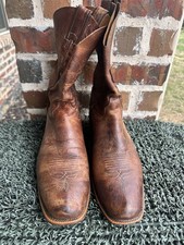 Men's Vintage Justin Distressed Bent Rail BR 733 Leather Western Boots USA 10.5D