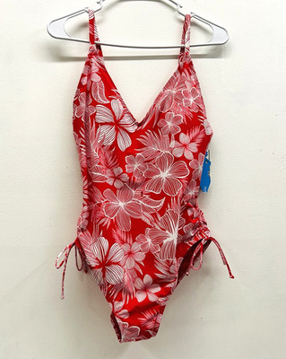 Skinny Dippers Swimsuit Kahului Shape Shifter Large Red Floral Tropical New