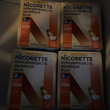 640 Piece MEGA DEAL 4 Boxes - 160 Pc 2 MG Nicorette Gum Fruit Chill.