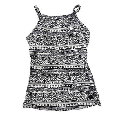 Hapari Tankini Swimsuit Top Womens Small Geometric Print Adjustable SPF Swimwear