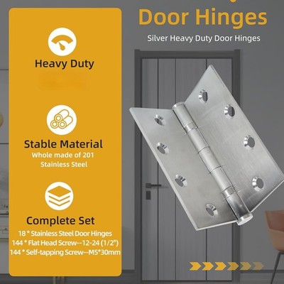 4.5 inch X 4.5 inch Heavy Duty Commercial Door Hinges Ball Bearing Stainless