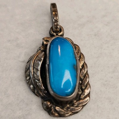 Vintage Mexican Sterling Silver Turquoise Pendant Eagle 4 Southwest 925