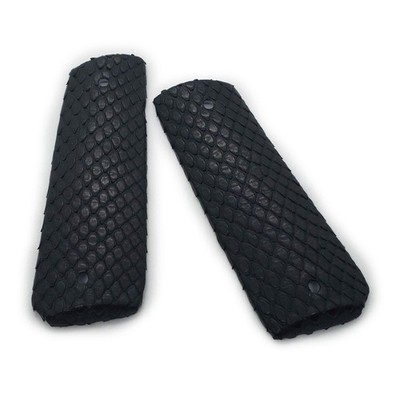 Exotic Black Python Snake Skin 1911 Full Size Grips W Ambi Cut, for Colt, Kimber