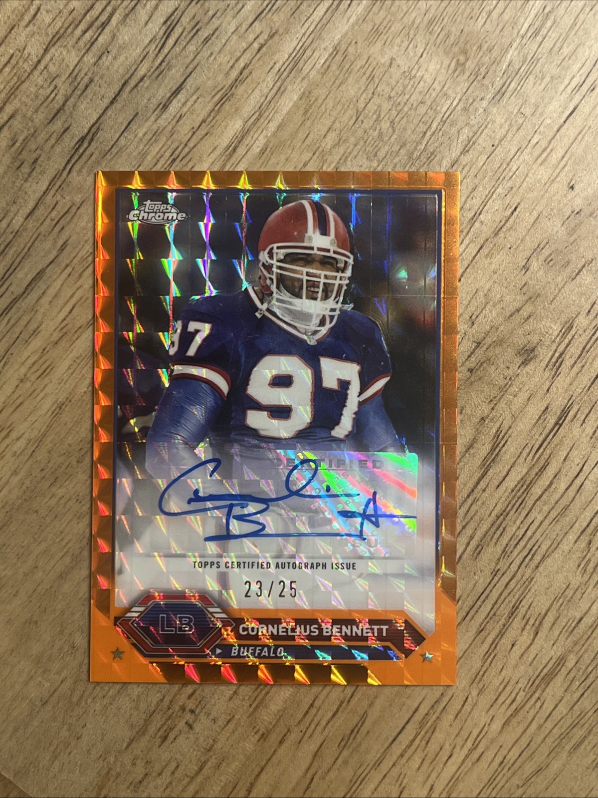 Cornelius Bennett 2023 Topps Chrome Composite Orange Geometric Auto /25 Bills