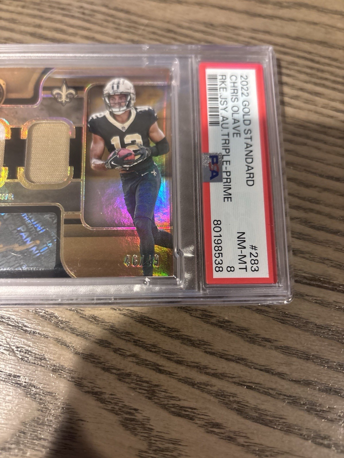 Panini 2022 Gold Standard RJA Triple Prime Chris Olave Saints Auto /49 PSA 8 view 4