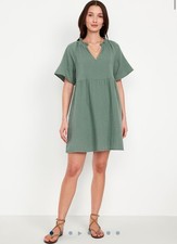Old Navy Crinkle Gauze Style Midi Dress, Women's Size L - Green