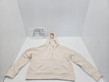 Anrabess Womens Size Medium Oversized Cream 1/2 Zip Pullover Sweatshirt