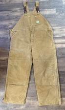 Carhartt Bib Overalls Mens 50x30 Brown Red Insulated Quilt Lined Double Knee