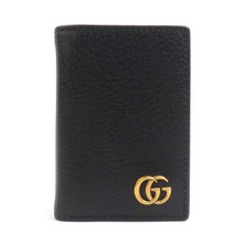 Auth GUCCI GG Marmont Card Case Holder Black Leather/Goldtone - r10811a