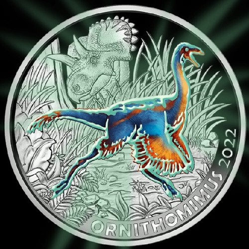 AUSTRIA 3 EURO 2022 "ORNITHOMIMUS" GLOW IN THE DARK UNC - Bild 2 von 3