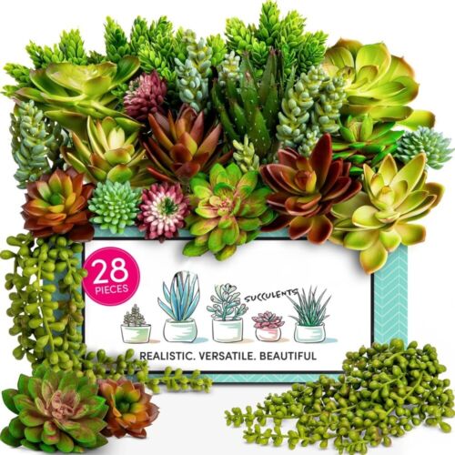 28-Piece Artificial Succulents – Premium Faux Plants with Realistic Design