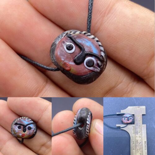 Mesmerizing and Extraordinary Ancient Roman Mosaic Glass Bead With Face On Sides - Picture 1 of 6
