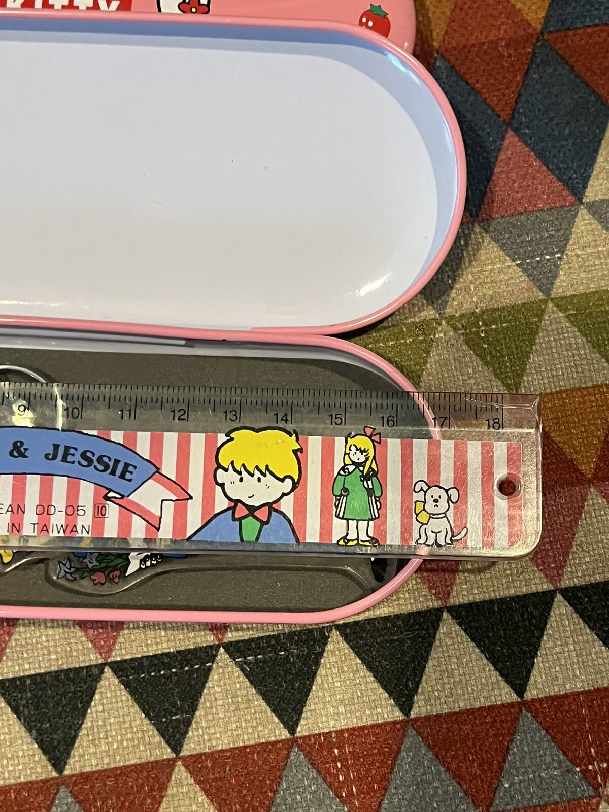 1990S Japanese Sanrio Hello Kitty Colored Pencil Case Lot Judy Jesse Ruler