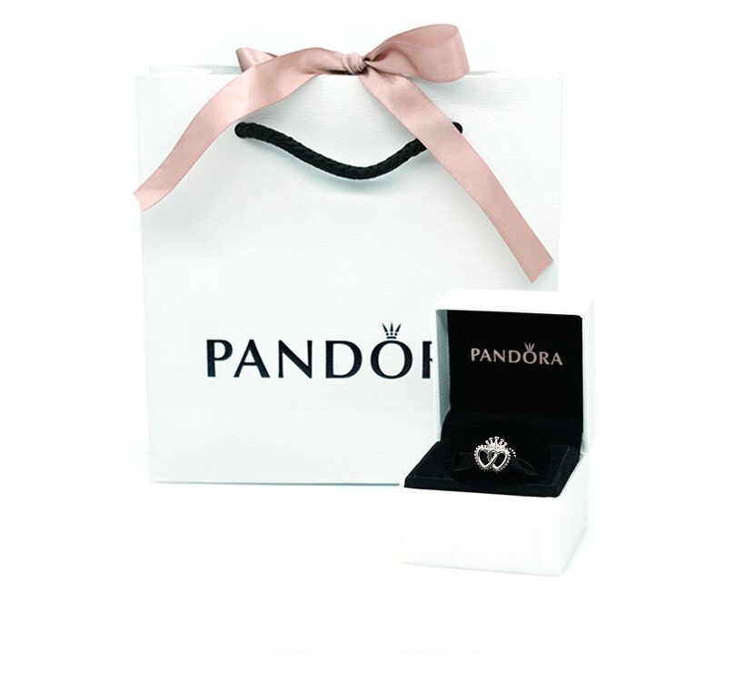 NEW Authentic PANDORA 925 Crown & Interwined 2 Hearts Charm