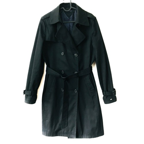 Tommy Hilfiger Nero Cappotto Trench Taglia L - Foto 1 di 8