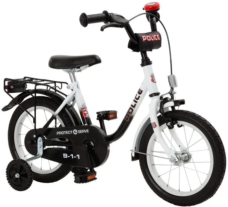 Bachtenkirch POLICE 12,5" Einrohr Fahrrad Kinderfahrrad 410-PC-88 schwarz weiss