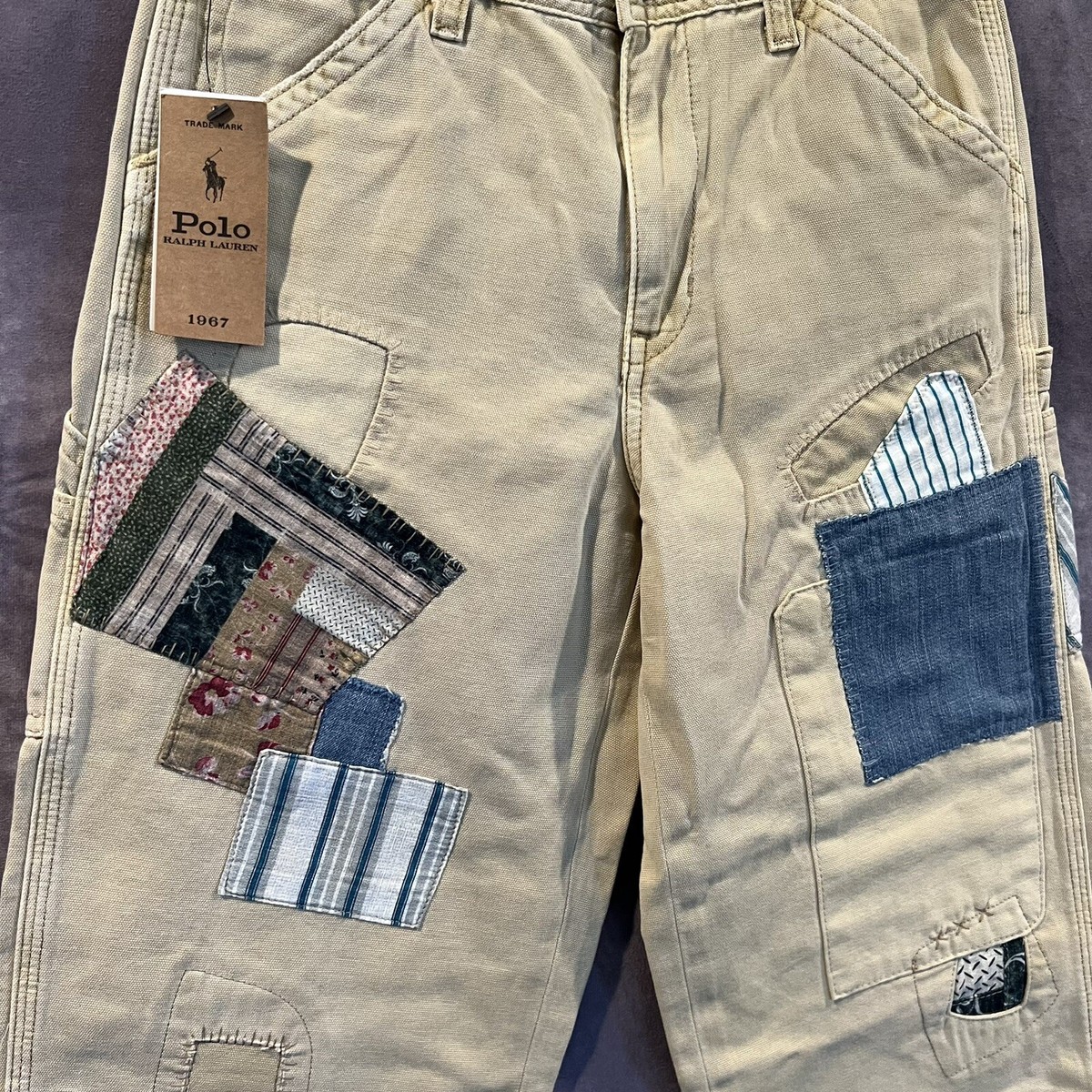 NWT Polo Ralph Lauren Girls Sz 8 Patchwork Canvas Wide-Leg