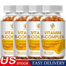 120pcs Vitamin B Complex Capsules B1,B2,B3,B5,B6,B7,B9,B12, Immune Support Pills