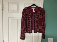 NITELINE Della Roufogali HEAVY BEADED DRESSY MULTI-COLOR JACKET SIZE L CON84