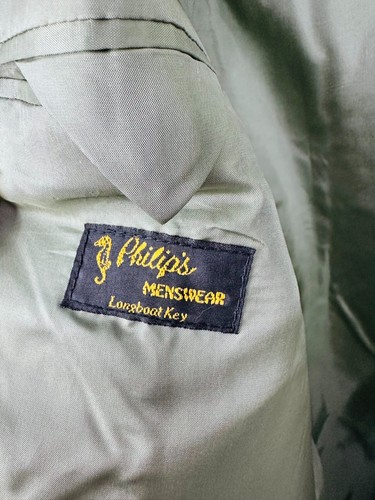 Vintage Harry Lebow Mens 1980s Light Green Linen Leisure Suit Jacket Size 46R - Picture 3 of 5