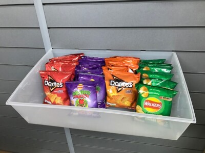 Crisps Sweets Toy Basket Box Storage Slatwall Slatbox Board Display ...