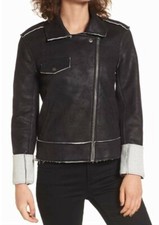 Splendid Women Black Faux Suede & French Terry Bonded Moto Jacket Sm- $248-mint!