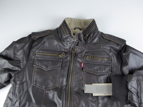 Faux Leather Aviator Bomber Jacket 