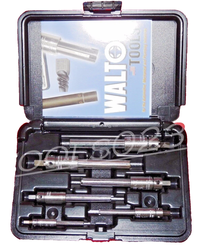 Walton 18001 6 PC Tap Extractor Set USA 4 FL SAE NC NF Metric W/ Case 3/16-1/2 - Bild 1 von 4