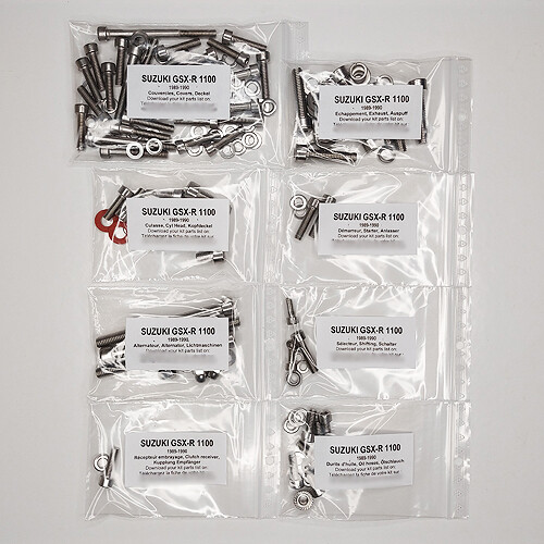 Kit vis moteur Suzuki GSXR 1100 anti rouille boulons allen inox 1990
