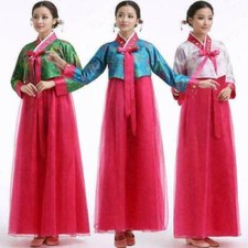 Women Korean Traditional Hanbok Gown National Dance Costume Dress 3Colors Long