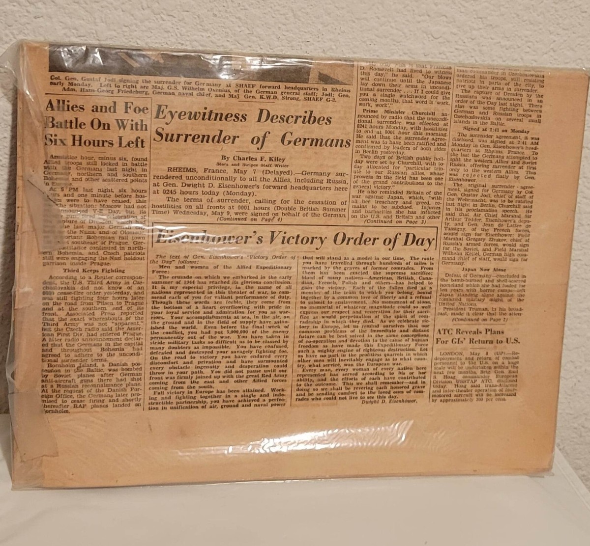 WWII Stars and Stripes Newspaper May 9, 1945 Paris Edition