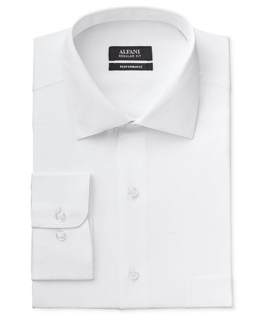 $94 ALFANI Men REGULAR-FIT STRETCH WHITE LONG-SLEEVE DRESS SHIRT 15-15.5 34/35 M