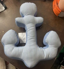 Anchor Nautical Throw Pillow  Blue White Stripe. Cotton 13x16x2