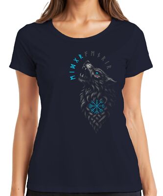 Viking Wolf Norse Vegvisir Runes Valhalla Fenrir Compass Women's T-Shirt