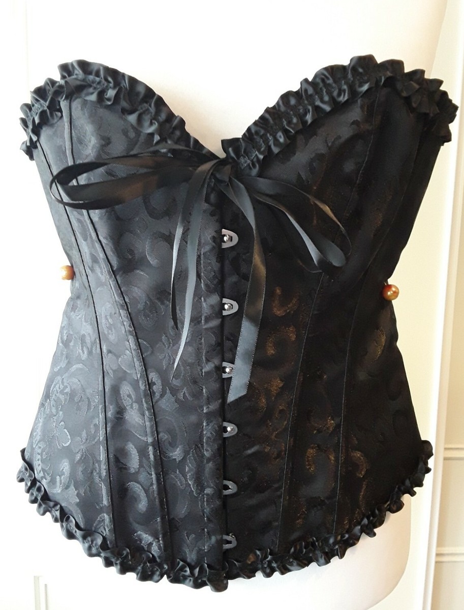 NWT Black Brocade Corset Medium Sexy Valentine Bedroom Costume