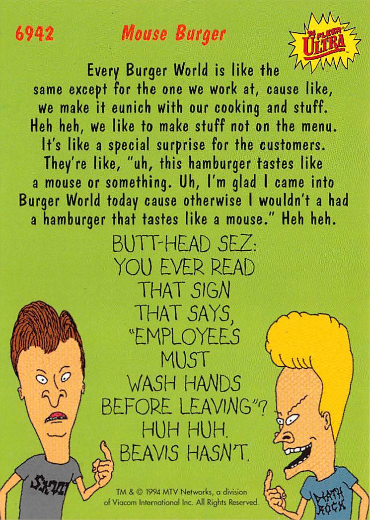 【タグ付き】ビーバス&バットヘッド　BEAVIS&BUTT-HEAD バーガー Beavis ＆ Butthead/Burger World Tee | BINGOSTAR