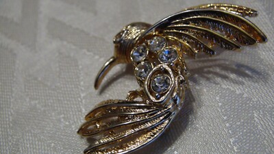 BIJOU VINTAGE PINS OISEAU COLIBRI BIRD Signé SI